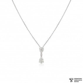 White Gold Pear Cut Diamond Drop Pendant 1.58ct TDW